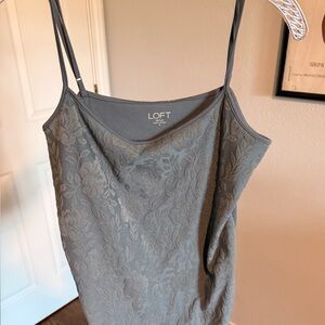 LOFT Floral Lace-Texture Gray Camisole with Adjustable Straps